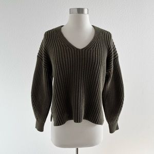 Everlane Olive V-Neck Sweater